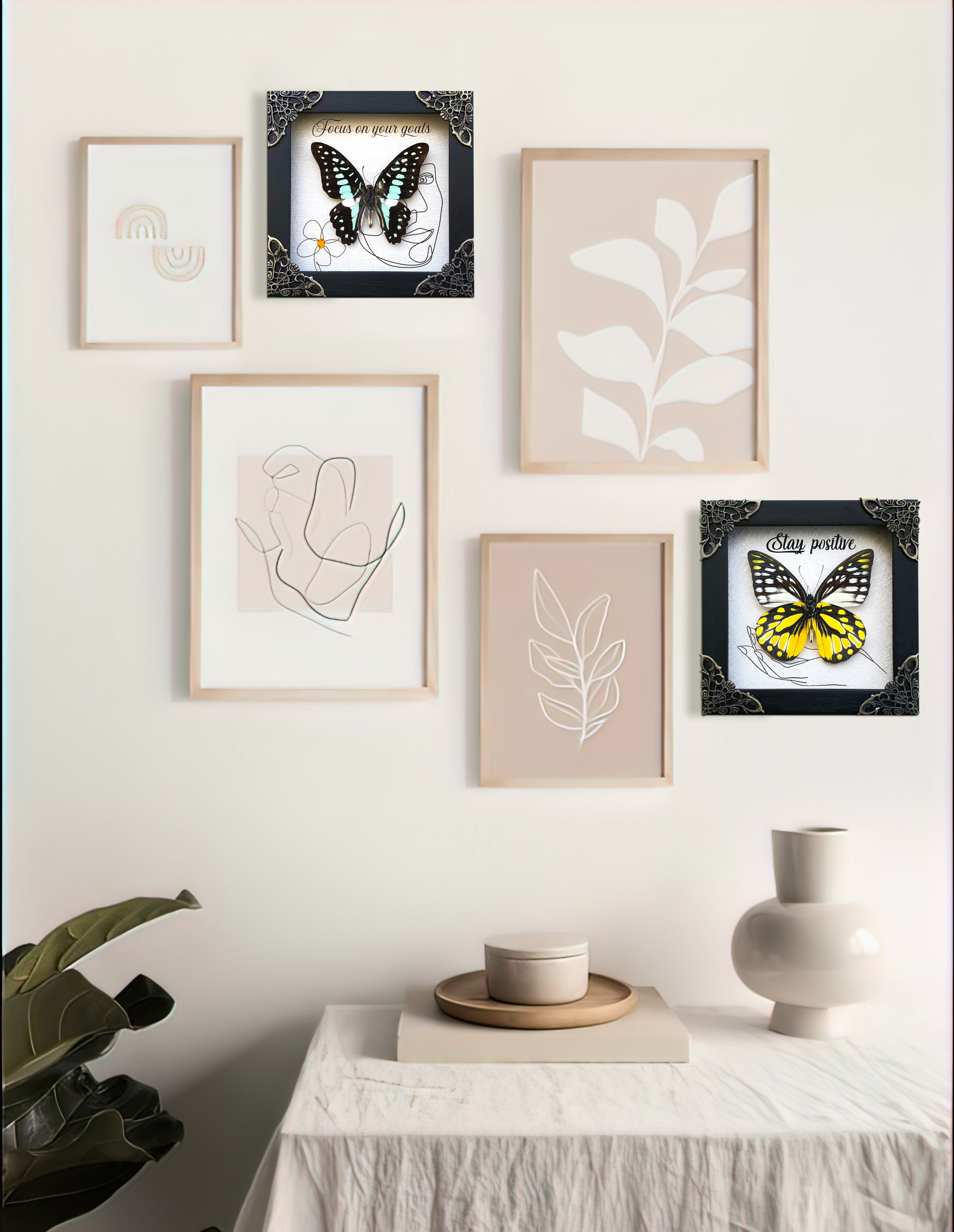 Butterfly Taxidermy Special Floral Vintage Framed Customized K12-10-QS1