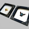 2 Real Blue Bee Green Mantis Frames Dead Insect Dried Bug Shadow Box Wood Oddity Framed Taxidermy Collectables Specimen Decoration Reading Tabletop Wall Art Home Decor Living Gallery