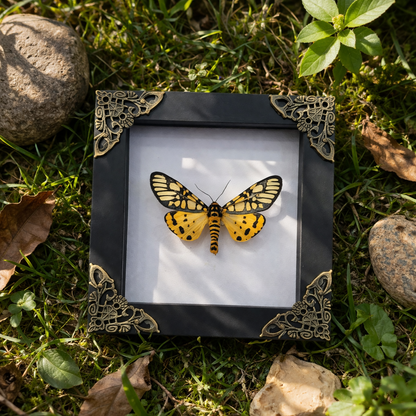 Framed Yellow Moth Taxidermy Real Tiger Moth Insect Bug Art Gothic Decor Entomology Gift K12-124-TR