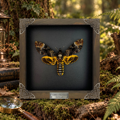Real Death Head Moth in Wooden Framed, Moth Taxidermy, Gothic Home Decor, Insect Bug Specimen Collection